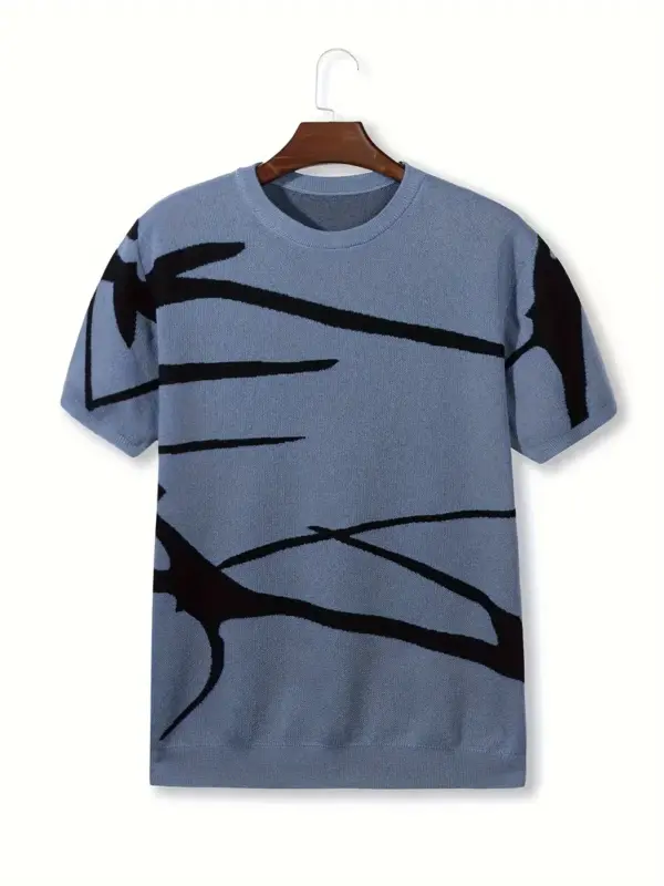 Irregular Stripe Pattern Crew Neck T Shirt