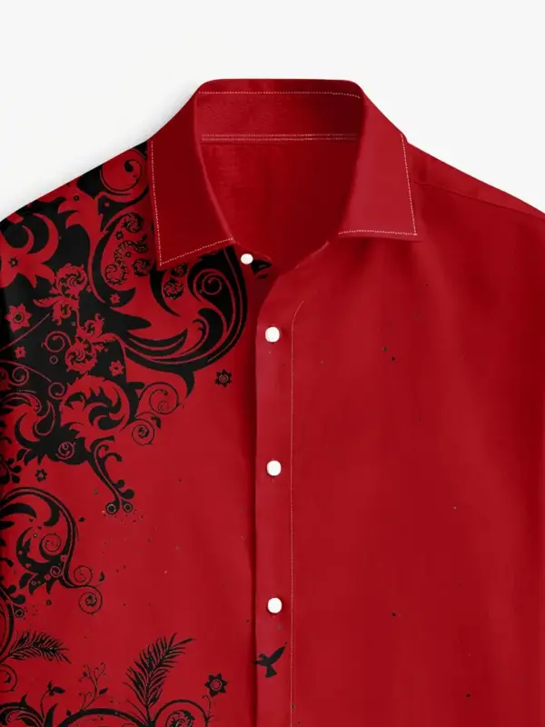 Men Fashion Print Casual Long Sleeve Button Down Shirt - Image 4