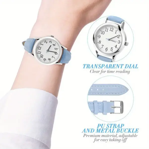 Elegant Light Blue Womens Quartz Watch - Image 4