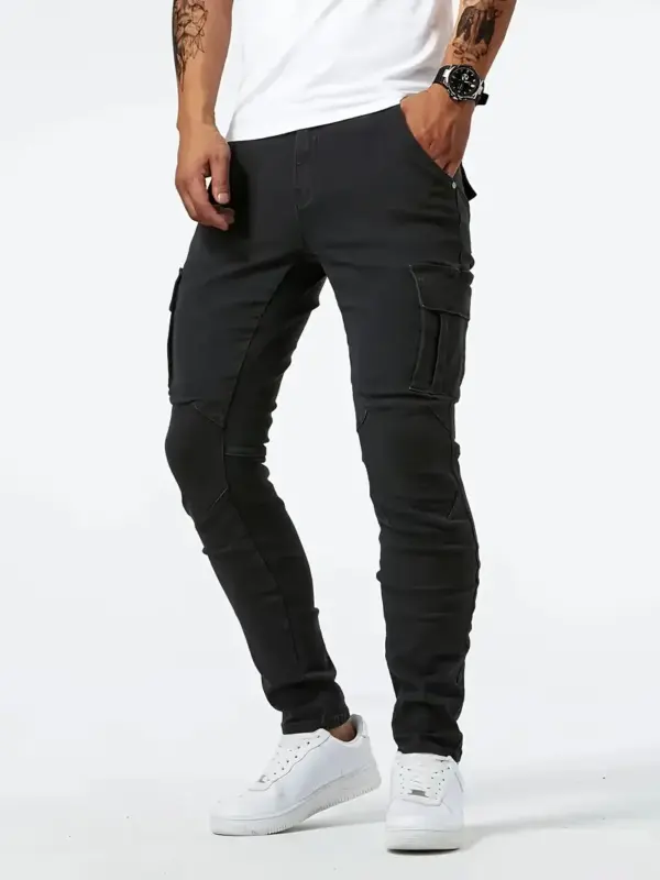 Men Trendy Skinny Cargo Jeans With Side Pockets