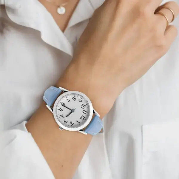 Elegant Light Blue Womens Quartz Watch - Image 2