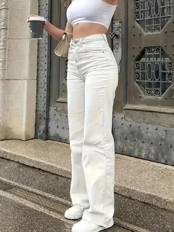 Pure White Womens Long Pants - Image 2