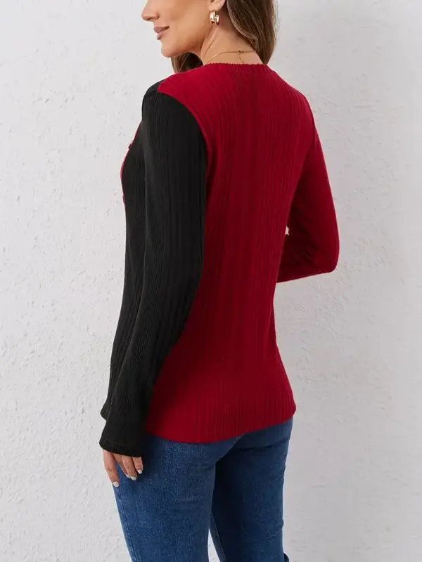 Color Block Long Sleeve Tshirt - Image 5