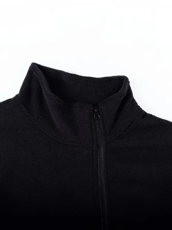 Men Casual Polar Fleece Zip Up Color Block Shirt