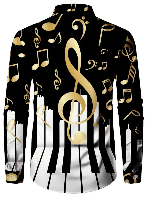 Long Sleeve Shirt With Music Notes And Piano Keys Print - Image 2