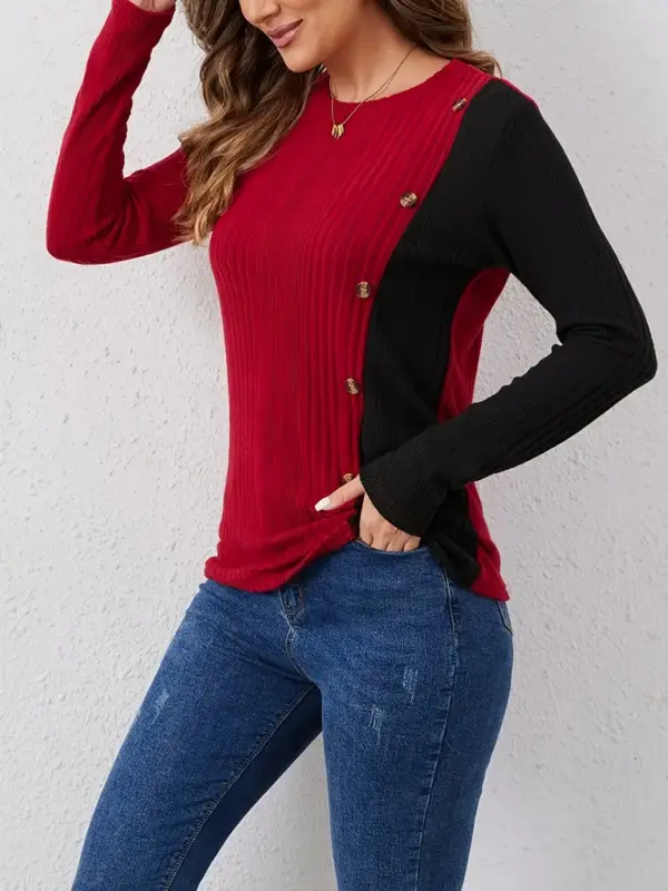 Color Block Long Sleeve Tshirt