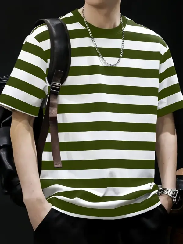 Men Ultra Soft Striped Casual T Shirt - Image 2