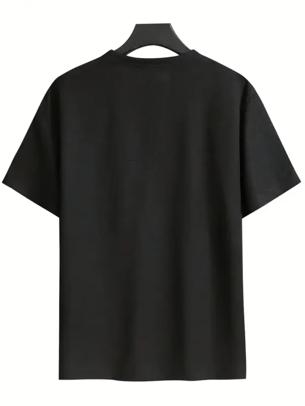 Men Black Waffle Knit T Shirt - Image 2