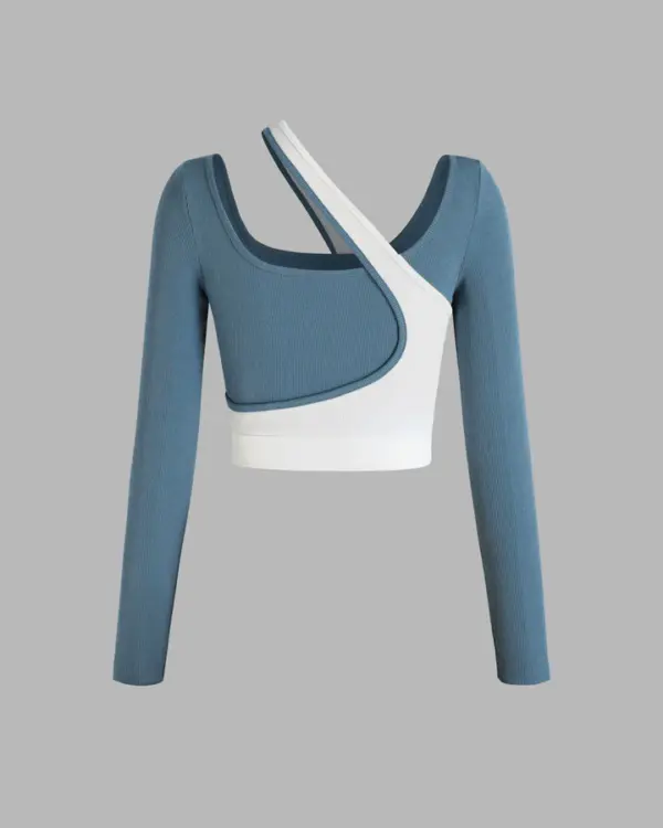 Contrast Trim Blue And White Top - Image 2