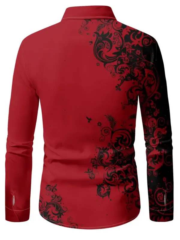 Men Fashion Print Casual Long Sleeve Button Down Shirt - Image 3