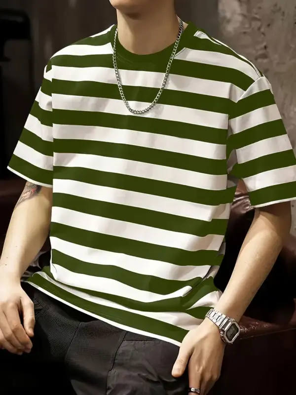 Men Ultra Soft Striped Casual T Shirt