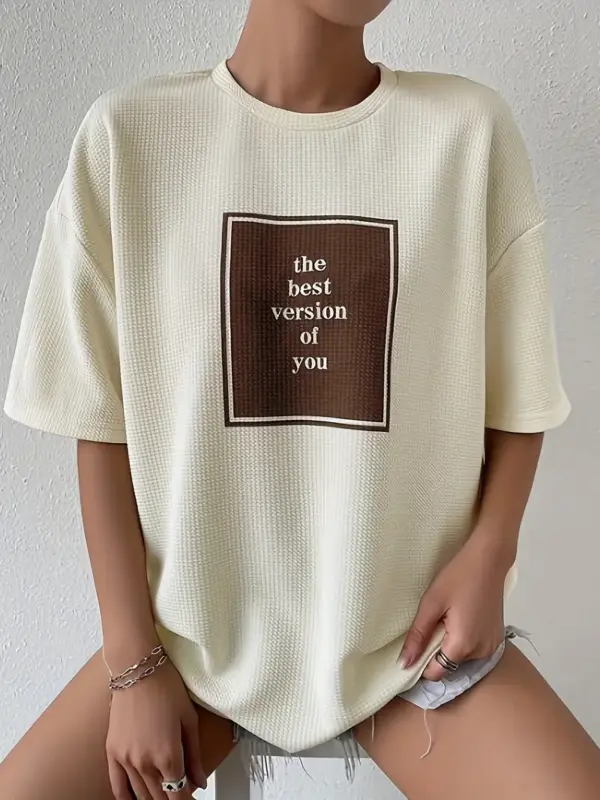 Letter Print Crew Neck Tshirt