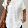 Plus Size Plaid Textured Solid Tshirt