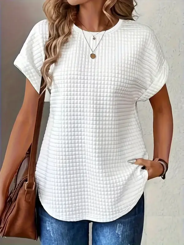 Plus Size Plaid Textured Solid Tshirt