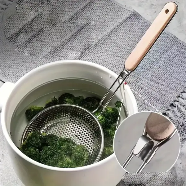 Stainless Steel Colander With Wooden Handle