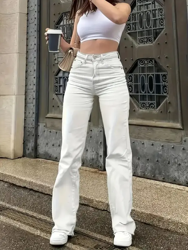 Pure White Womens Long Pants - Image 3