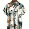 Men Ink Print Lapel Shirt For Men