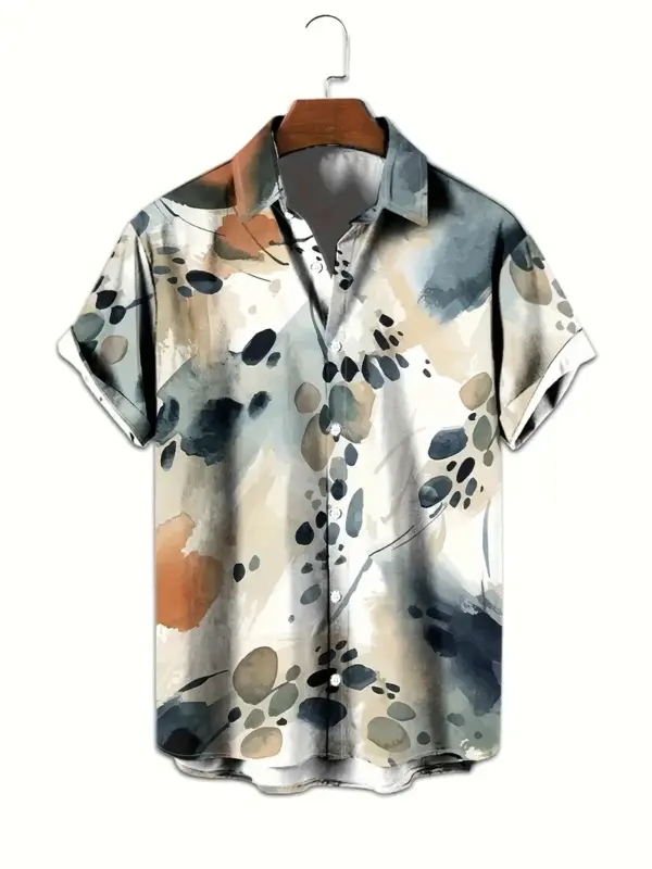 Men Ink Print Lapel Shirt For Men