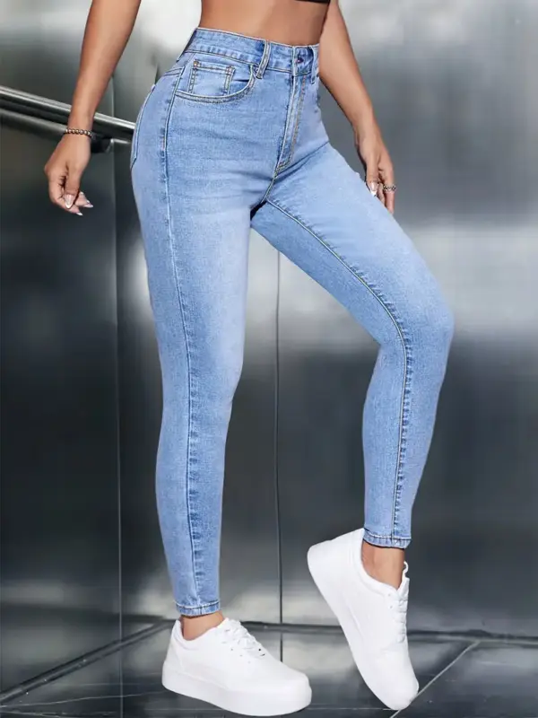 Womens High Waist Skinny Jeans Stretch Casual Chic - Image 3