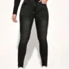 Black Slim Fit Skinny Jeans High Slant Pockets