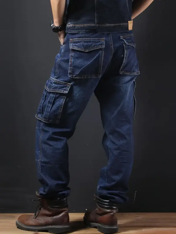 Men Outdoor Casual Workwear Multi Pockets Pants - Image 3