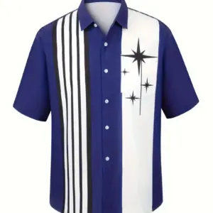 Men Vintage Bowling Shirt For Men