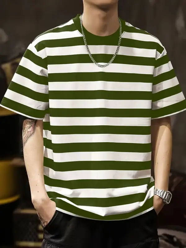 Men Ultra Soft Striped Casual T Shirt - Image 4