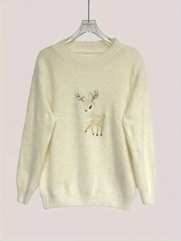 Deer Pattern Mock Neck Tshirt