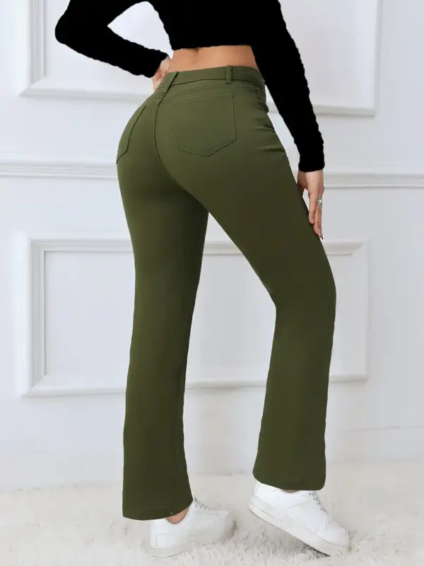 Womens Mid to High Waist Casual Straight Jeans - Image 5