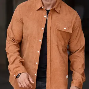 Men Casual Green Long Sleeve Button Up Shirt