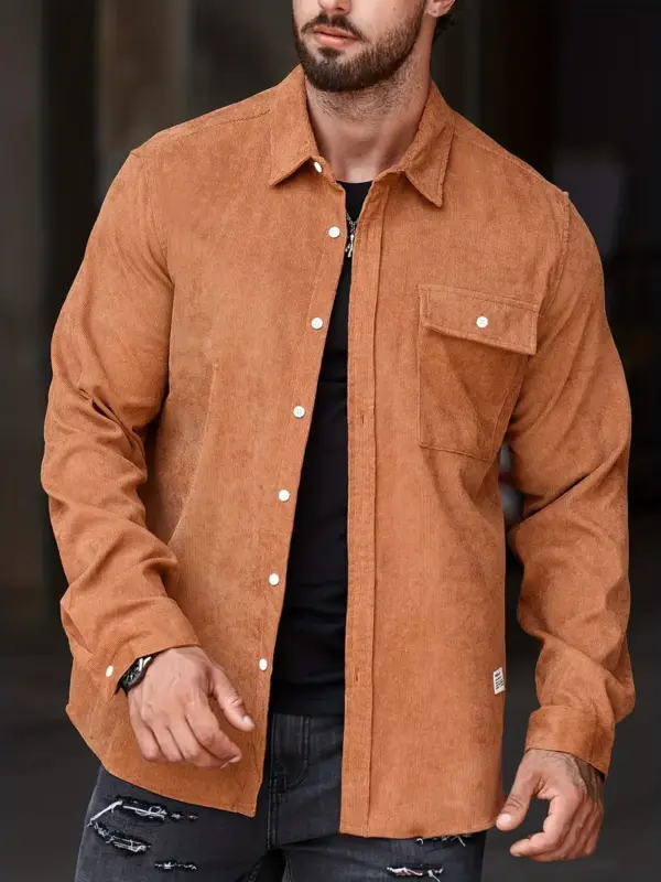 Men Casual Green Long Sleeve Button Up Shirt