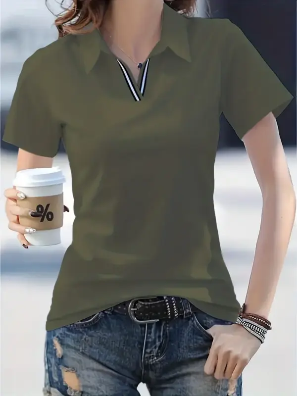 Chic Green Vneck Tshirt - Image 4