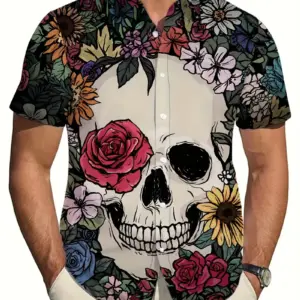 Men Summer Fashion With Floral And Skull Prints