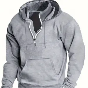 Men's Sleek Black Hooded Jacket