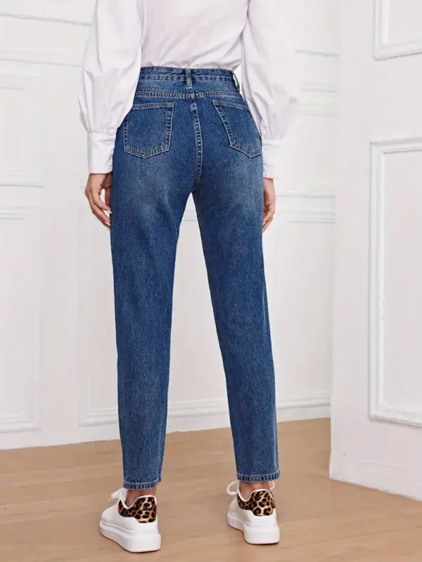 Womens Slim Fit Washed Jeans High Stretch Style - Image 2