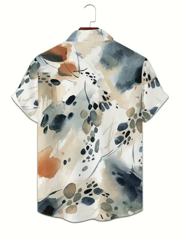 Men Ink Print Lapel Shirt For Men - Image 3