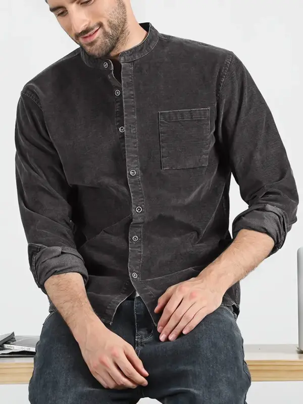 Men Vintage Inspired Corduroy Shirt - Image 5