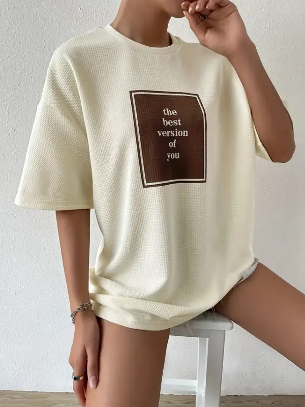 Letter Print Crew Neck Tshirt - Image 4