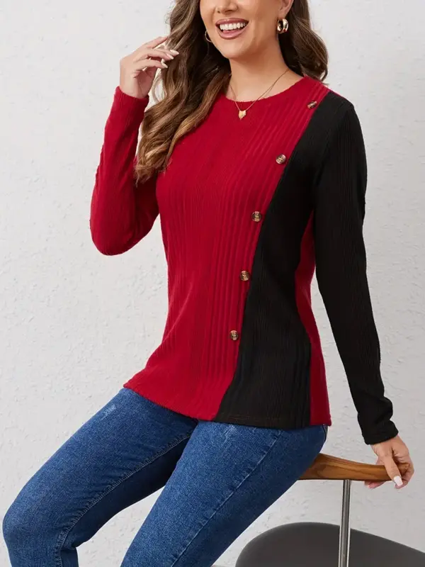 Color Block Long Sleeve Tshirt - Image 3