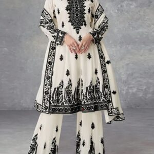 Ethnic Style Casual Polyester Kameez with Floral Pattern