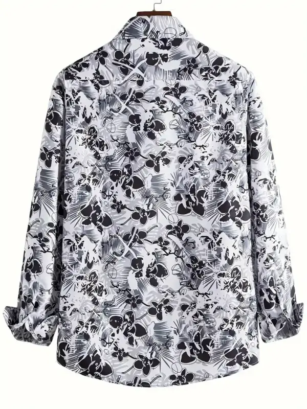 Men Floral Print Shirt For Spring And Fall - Image 3