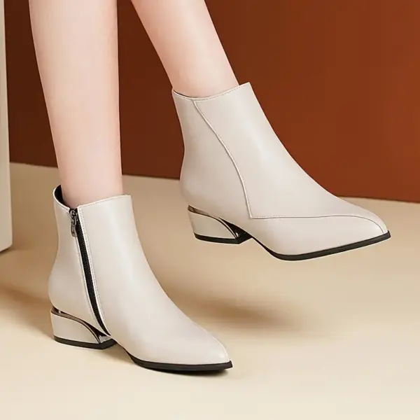 Chunky Low Heeled Ankle Boots - Image 4