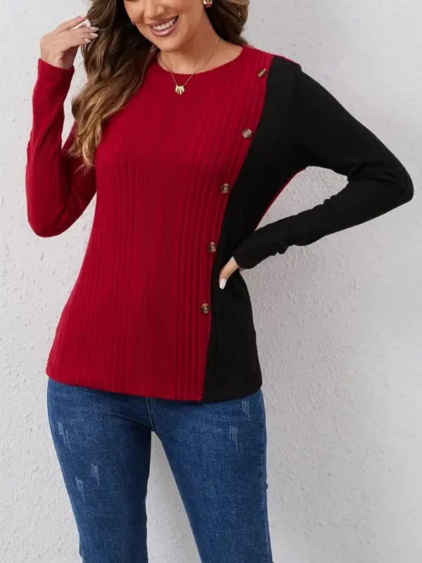 Color Block Long Sleeve Tshirt - Image 4