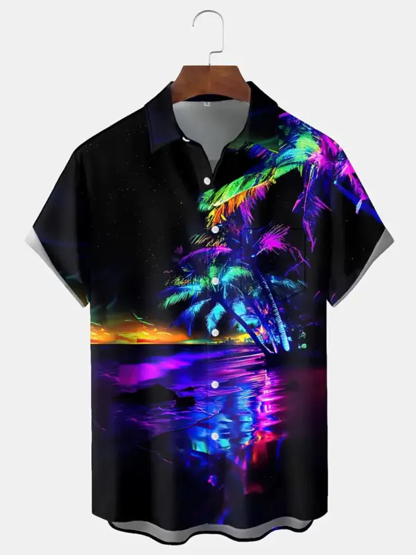 Men Hawaiian Aloha Shirt With Vibrant Digital Print - Image 2