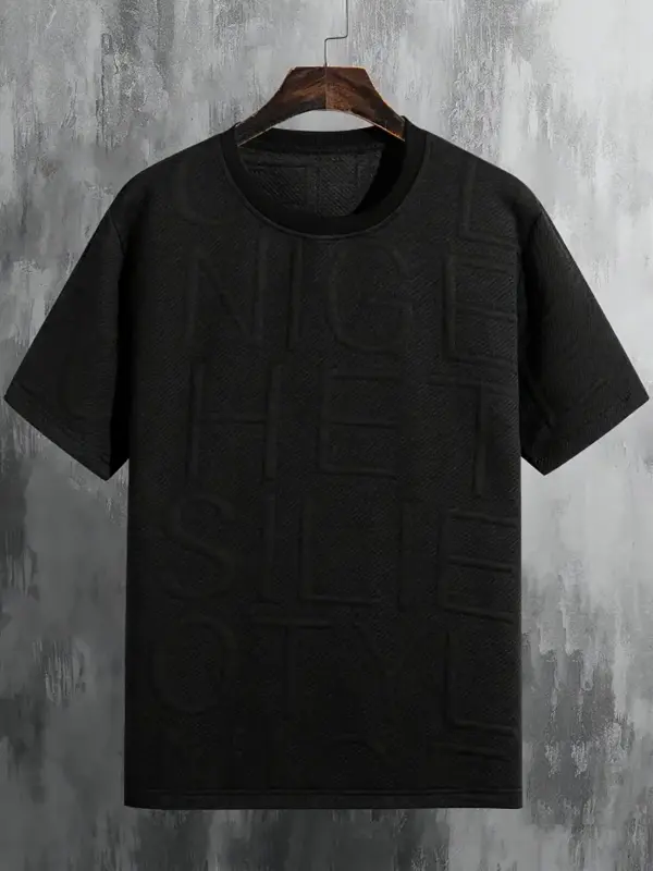 Letter Pattern Textured T-Shirt