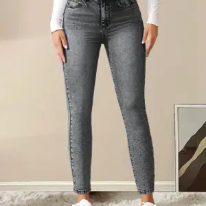 Elegant High Rise Jeans Button Skinny Pants