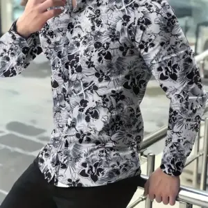 Men Floral Print Shirt For Spring And Fall