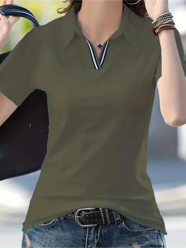 Chic Green Vneck Tshirt - Image 3