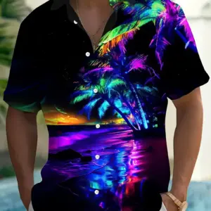 Men Hawaiian Aloha Shirt With Vibrant Digital Print