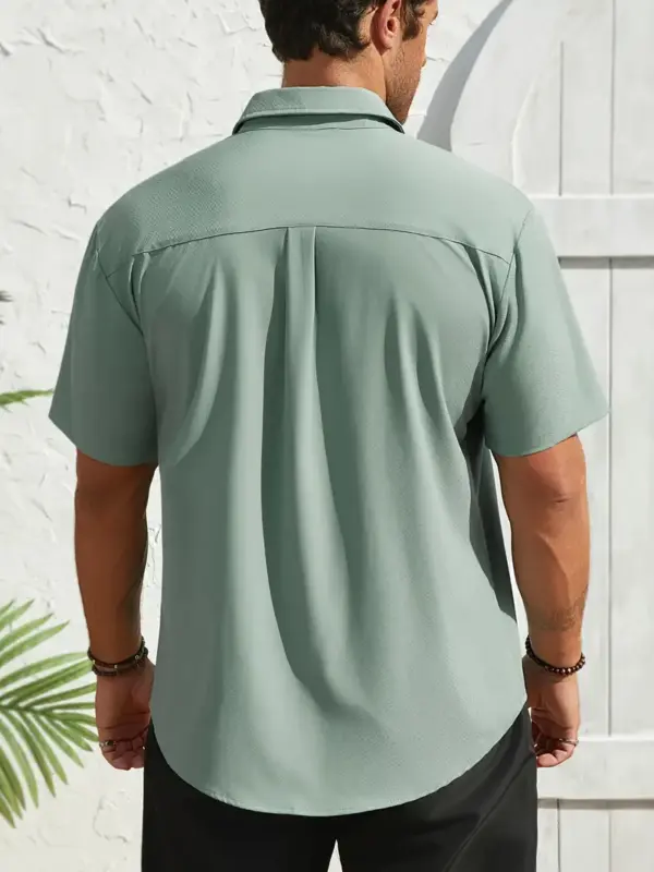 Men Classic Solid Color Top Shirt - Image 2